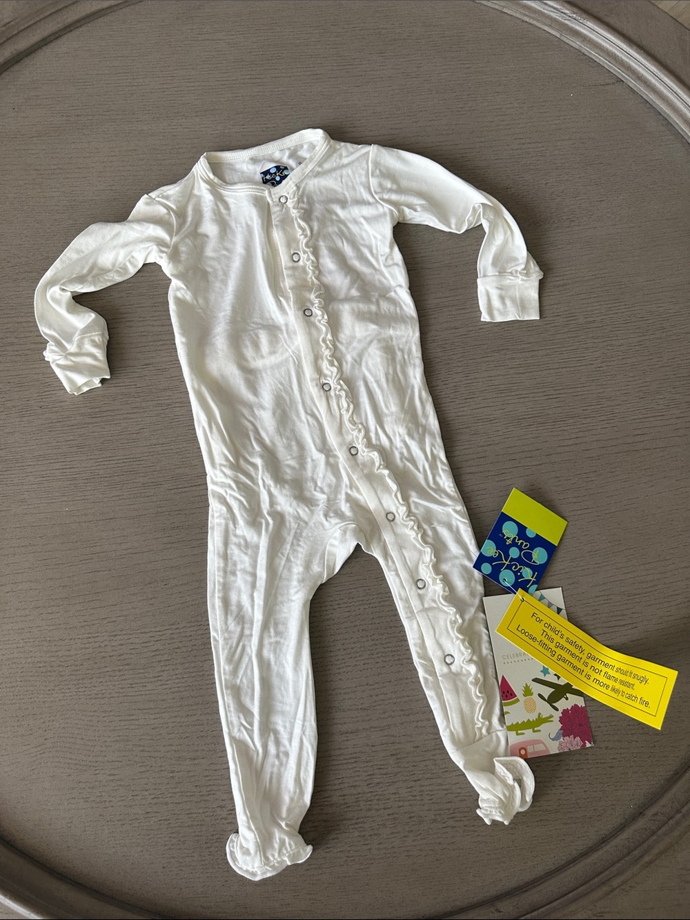 Kickee Pants White Long-Sleeve Footed One-Piece